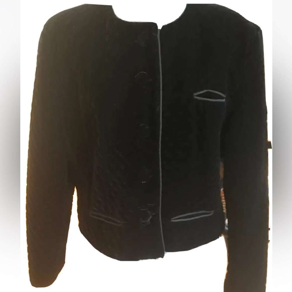 Field Manor  Women Plush Black Velvet Jacket Size 14